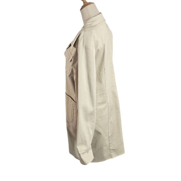 Denim & Co. Cream with Pink Stitching Spring Coat - Picture 3 of 9